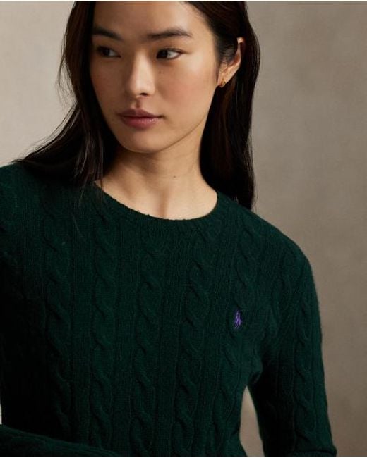 Polo Ralph Lauren Black Woll-Kaschmir-Pullover Mit Zopfmuster