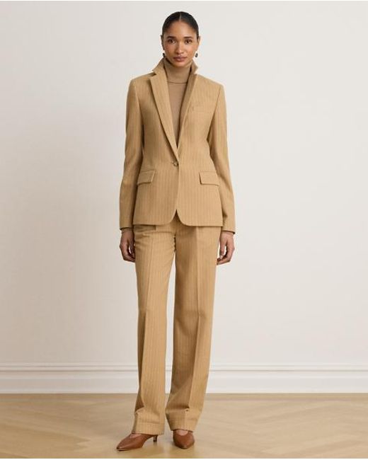 Ralph Lauren Brown Pinstripe Wool-Blend Twill Blazer