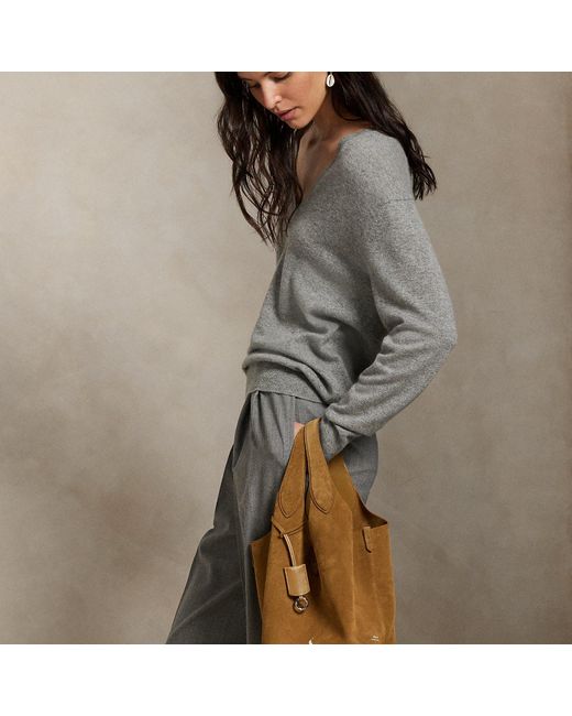 Polo Ralph Lauren Gray Polo Play Suede Tote