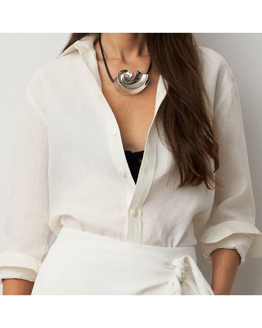 Ralph Lauren Metallic Tone Shell Leather Necklace