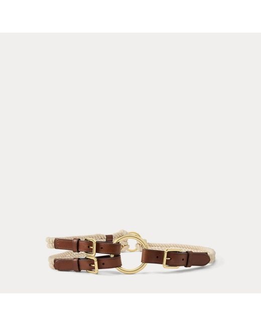 Ralph Lauren Brown Tri-Strap O-Ring Rope & Leather Belt