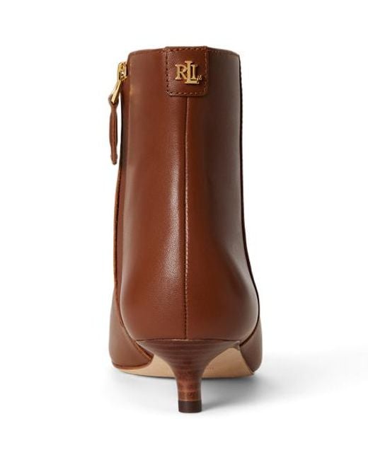 Ralph Lauren Brown Francesca Calfskin Bootie
