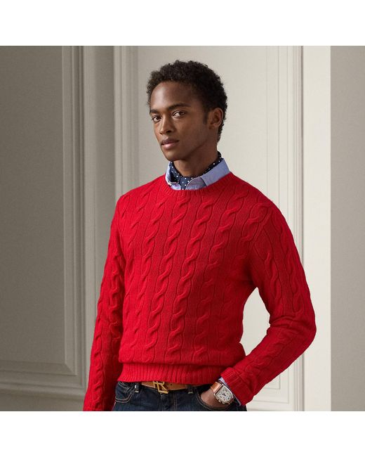 Ralph Lauren Red Cable-knit Cashmere Jumper for men