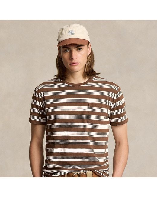 Camiseta De Punto Standard Fit De Rayas Polo Ralph Lauren de hombre de color Brown