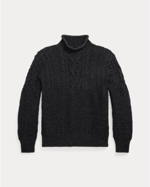 RRL Katoen-Wollen Trui Met Col in het Black voor heren