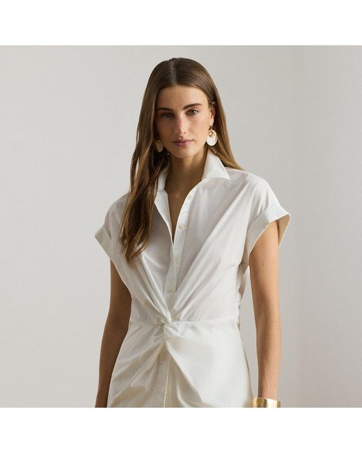 Ralph Lauren Natural Twist-Front Cotton Short-Sleeve Shirt