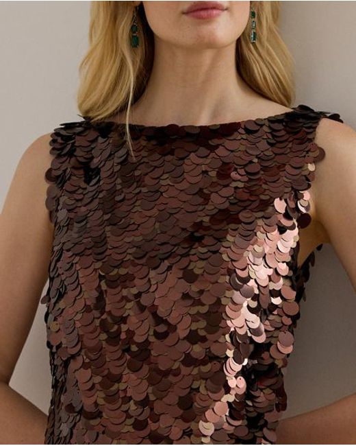 Ralph Lauren Cocktailjurk Met Pailletten in het Brown