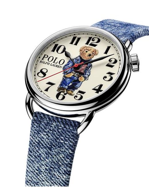 Polo Ralph Lauren 42 Mm Stalen Horloge Met Denim Polo Bear in het Metallic voor heren