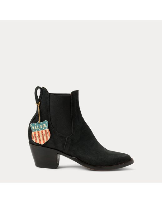RRL Black Chelsea Plainview Suede Boot