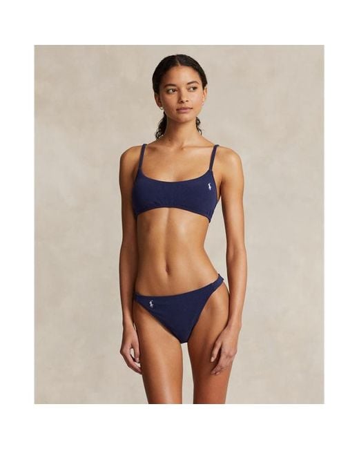 Slip da bikini a vita bassa con pannelli di Polo Ralph Lauren in Blue