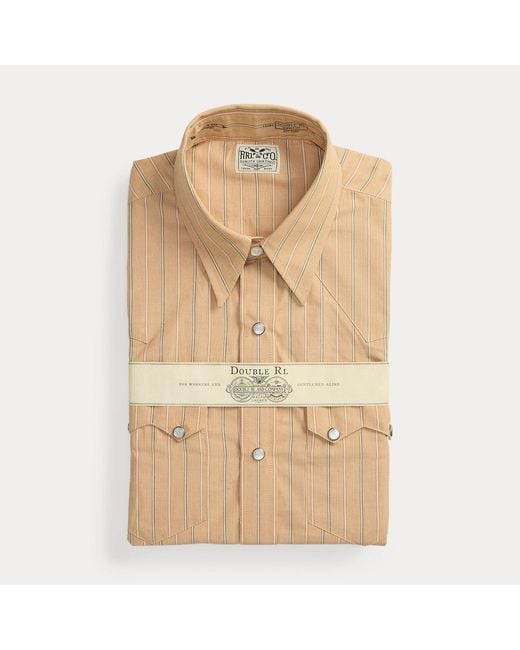 RRL Natural Slim Fit French Cuff Western Shirt for men