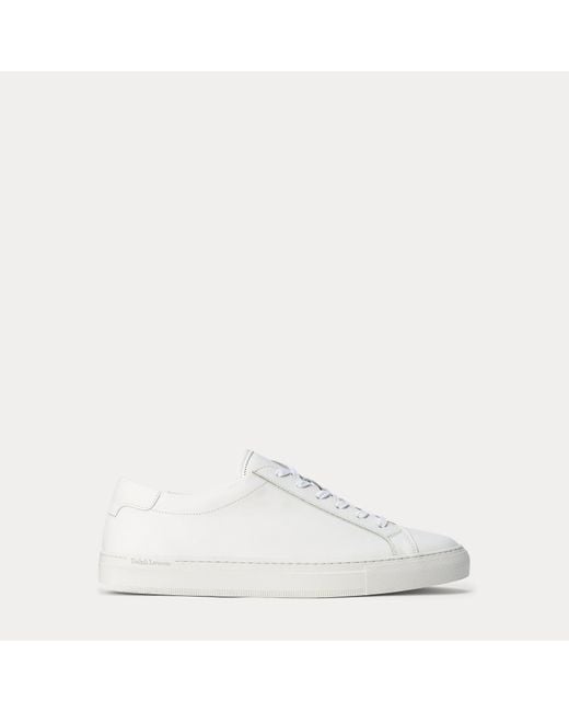 Ralph Lauren White Jermain Leather Trainer for men