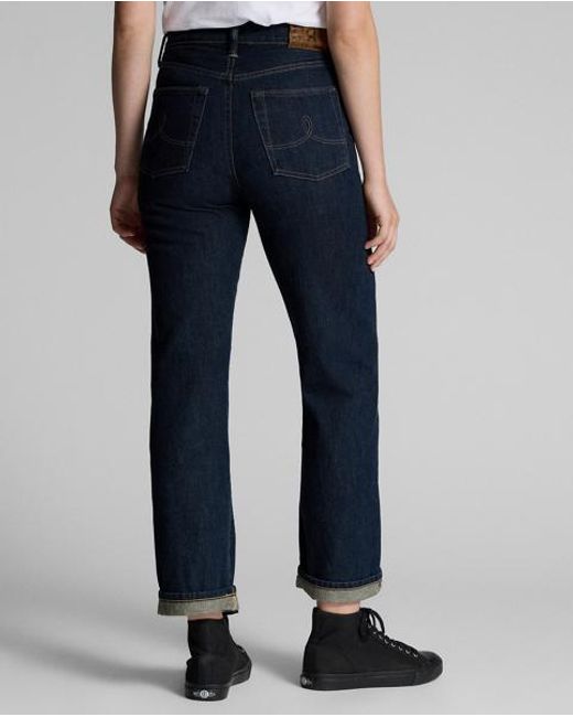 RRL Blue High Straight Fit Jean