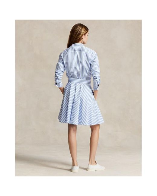 Vestido camisero con paneles de algodón Polo Ralph Lauren de color Blue