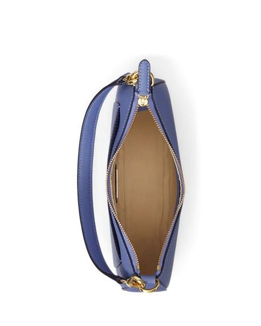 Ralph Lauren Blue Crosshatch Leather Medium Danni Bag