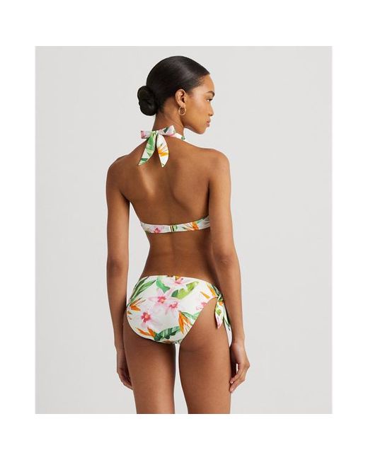 Top halter da bikini a fiori con fiocco di Lauren by Ralph Lauren in Green