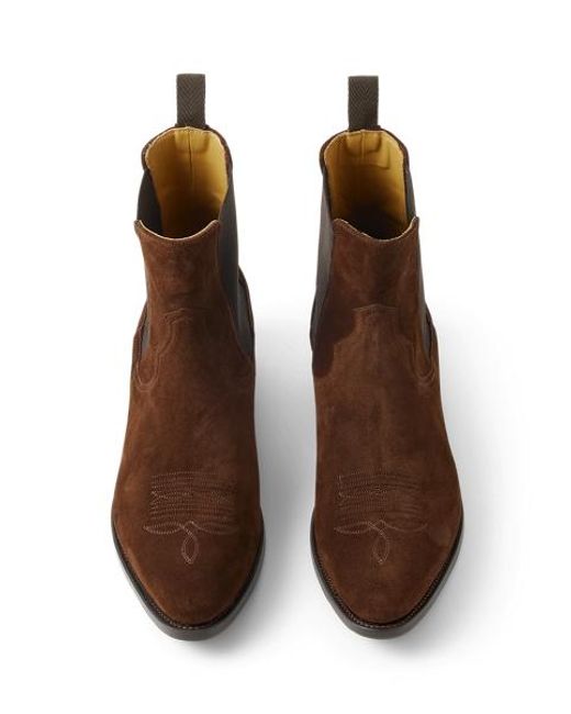 Ralph Lauren Brown Ralph Lauren Calf-Suede Chelsea Western Boot for men