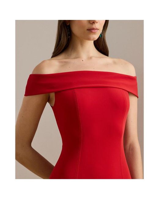 Ralph Lauren Red Ralph Lauren Crepe Off-The-Shoulder Gown