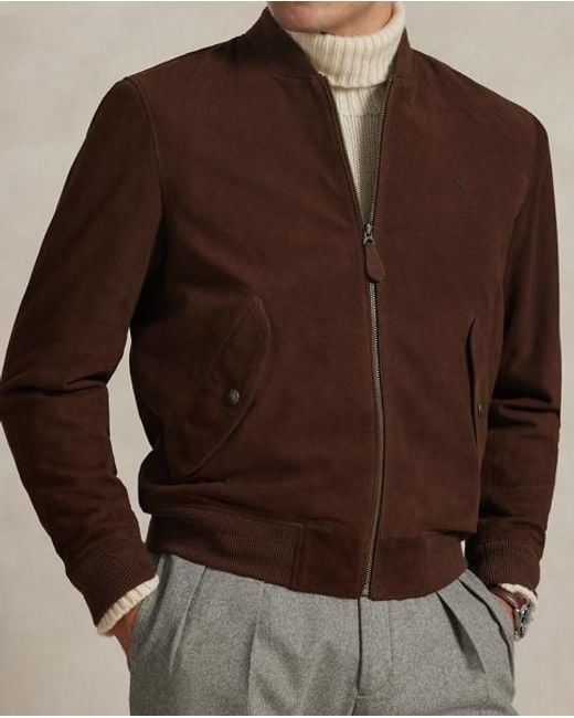 Polo Ralph Lauren Brown Suede Flight Jacket for men