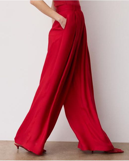 Ralph Lauren Red Vannesa Satin Wide-Leg Trousers