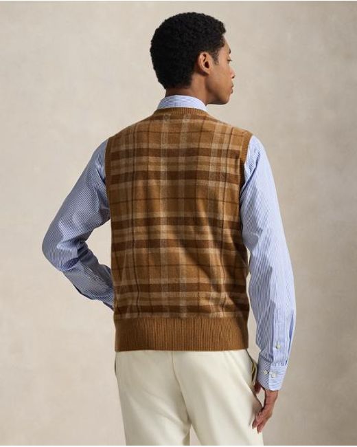 Polo Ralph Lauren Brown Plaid Cashmere Sweater Vest for men