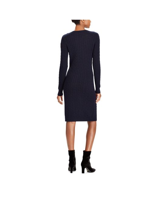 Ralph Lauren Cable-knit Sweater Dress in Blue | Lyst