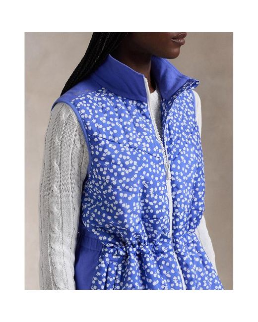 Ralph Lauren Blue Quilted-front Peplum Vest