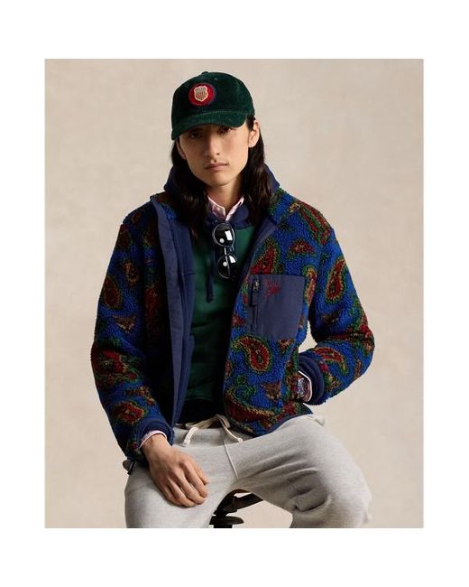 Polo Ralph Lauren Blue Paisley Pile Fleece Jacket for men