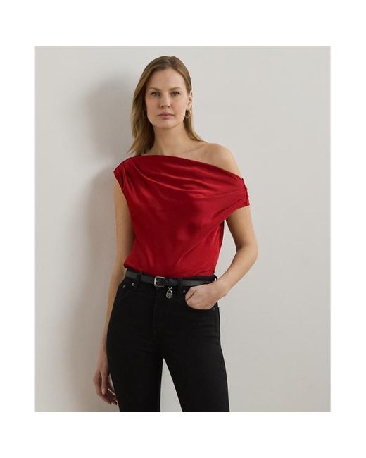 Camicetta in raso a spalle scoperte di Ralph Lauren in Red