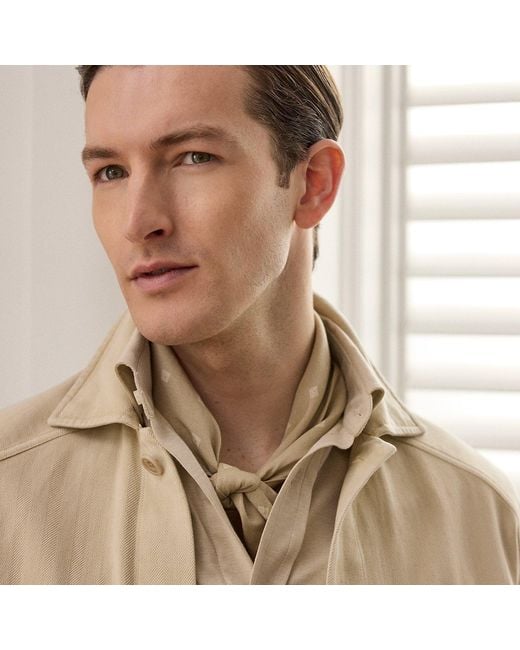 Ralph Lauren Brown Geometric Linen-Silk Neckerchief for men