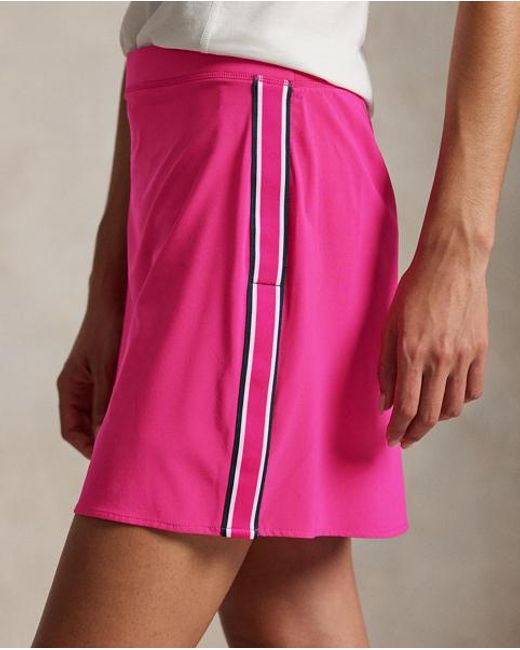 Ralph Lauren Pink Striped-Trim Performance Long Skort