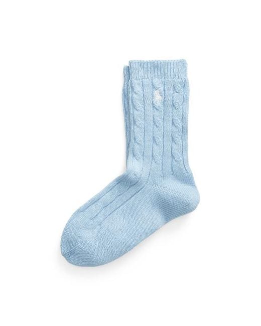 Polo Ralph Lauren Blue Crew-Socken mit Zopfmuster