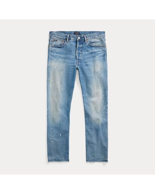 Polo Ralph Lauren Blue Heritage Straight Distressed Jean for men