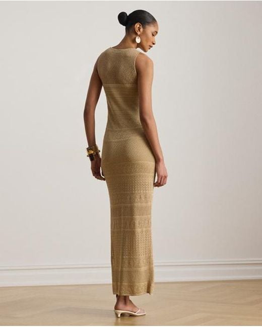 Ralph Lauren Natural Pointelle-Knit Sleeveless Gown