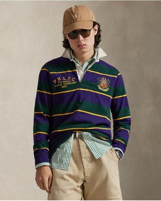 Polo Ralph Lauren Blue Classic Fit Embroidered Rugby Shirt for men