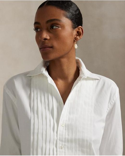 Polo Ralph Lauren White Cotton Tuxedo Shirt