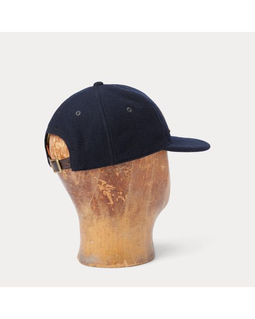 RRL Blue Logo Wool-Blend Felt Ball Cap for men