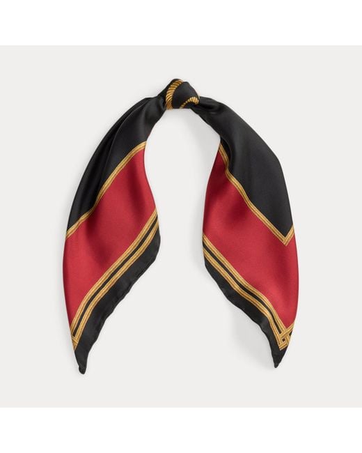 Ralph Lauren Red Ralph Lauren Logo Silk Square Scarf
