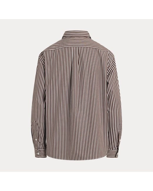 Polo Ralph Lauren Brown Cropped Boxy Fit Cotton Shirt