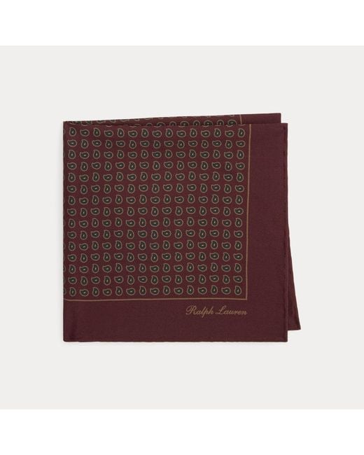 Ralph Lauren Purple Pine-Print Silk Pocket Square for men