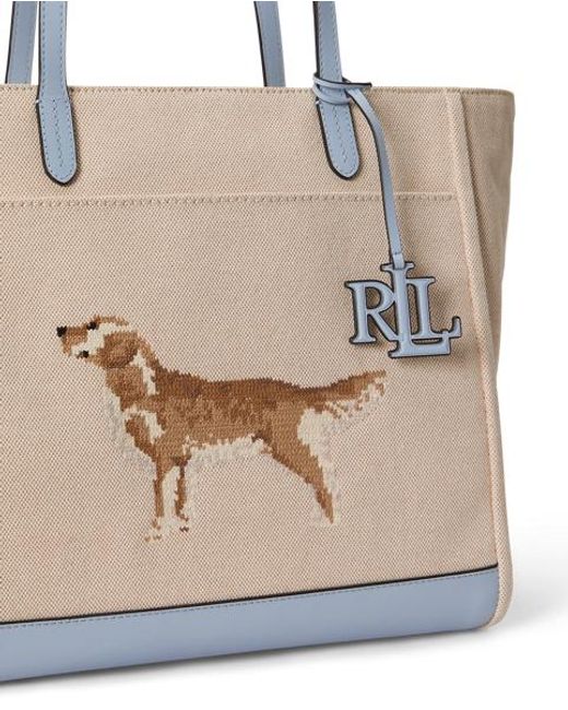 Ralph Lauren Blue Dog-Embroidered Large Cameryn Tote Bag
