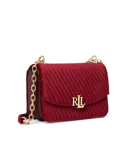 Ralph Lauren Velvet Madison Crossbody Bag in Red | Lyst