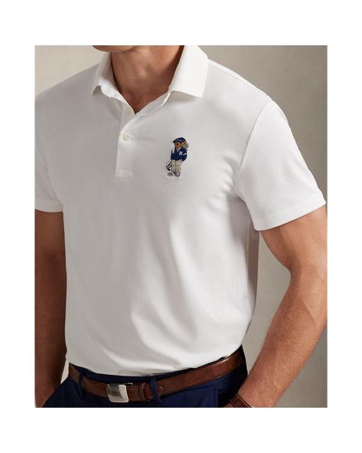 Ralph Lauren White Tailored Fit Polo Bear Polo Shirt for men