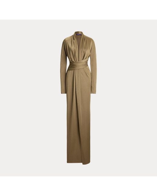 Ralph Lauren Green Ashten Metallic Jersey Evening Dress