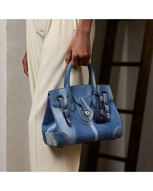 Ralph Lauren Collection Blue Soft Ricky 27 Denim Bag