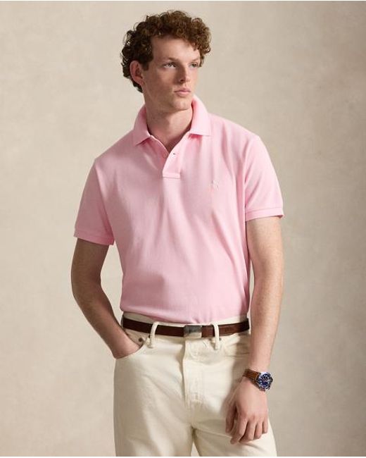 Polo Ralph Lauren Pink Slim Fit Mesh Polo Shirt for men