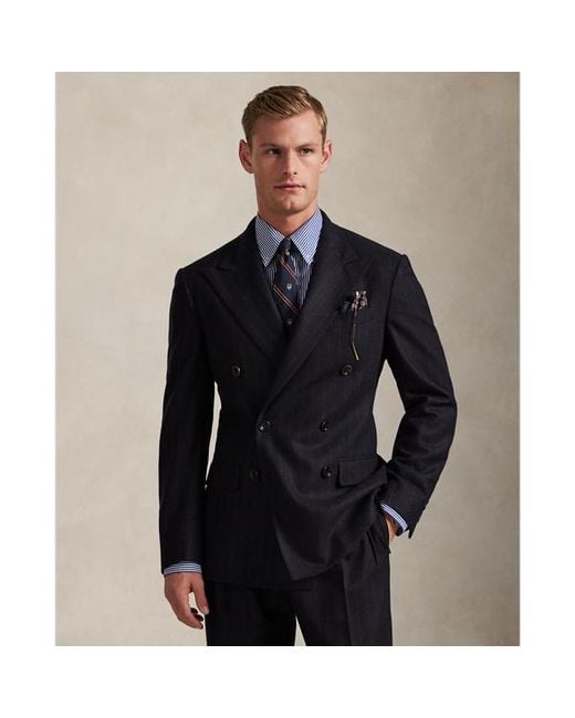 Ralph Lauren Blue Polo Tailored Fit Pinstripe Wool Suit for men