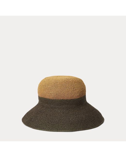 Cappellino bob in paglia bicolore di Ralph Lauren in Green
