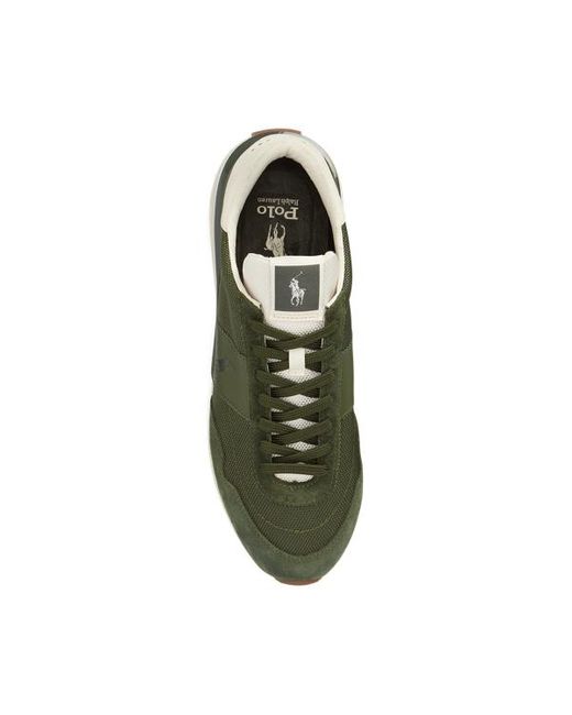 Ralph Lauren Green Train 89 Suede-panelled Trainer for men