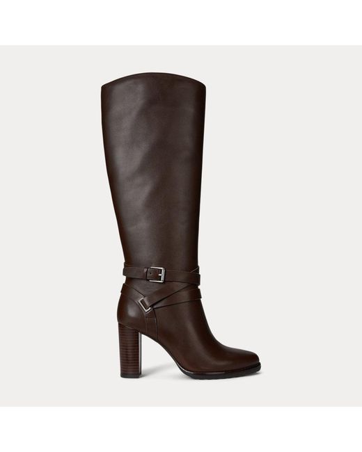 Ralph Lauren Brown Ralph Lauren Collins Calfskin Tall Boot Heel